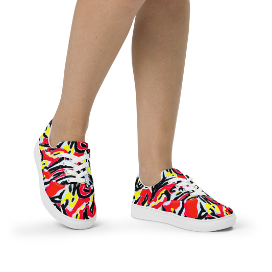 Women's Lace-Up Canvas Shoes - Cosmic Brushstrokes