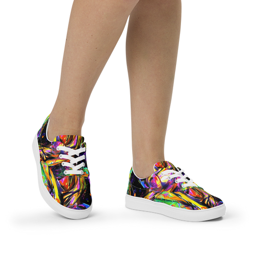 Women's Lace-Up Canvas Shoes - Galactic Flamenco