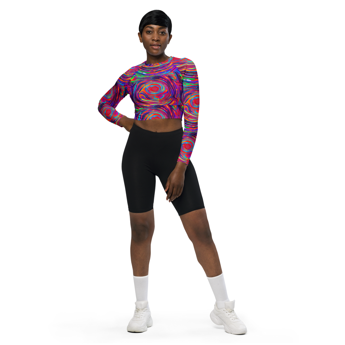 Long Sleeve Crop Top - Quantum Spiral