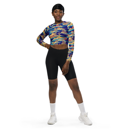 Long Sleeve Crop Top - Mystical Mountain Mirage