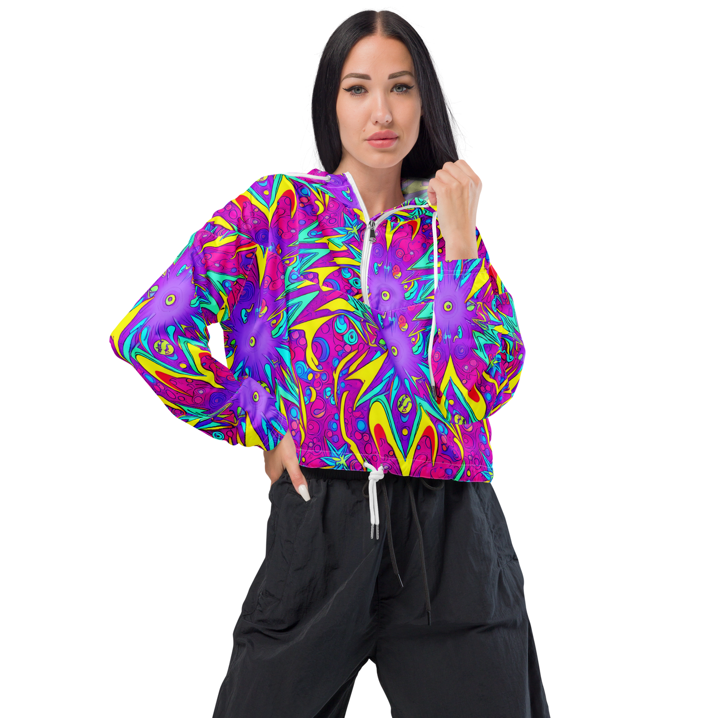 Women's Cropped Windbreaker - Nebula Radiance