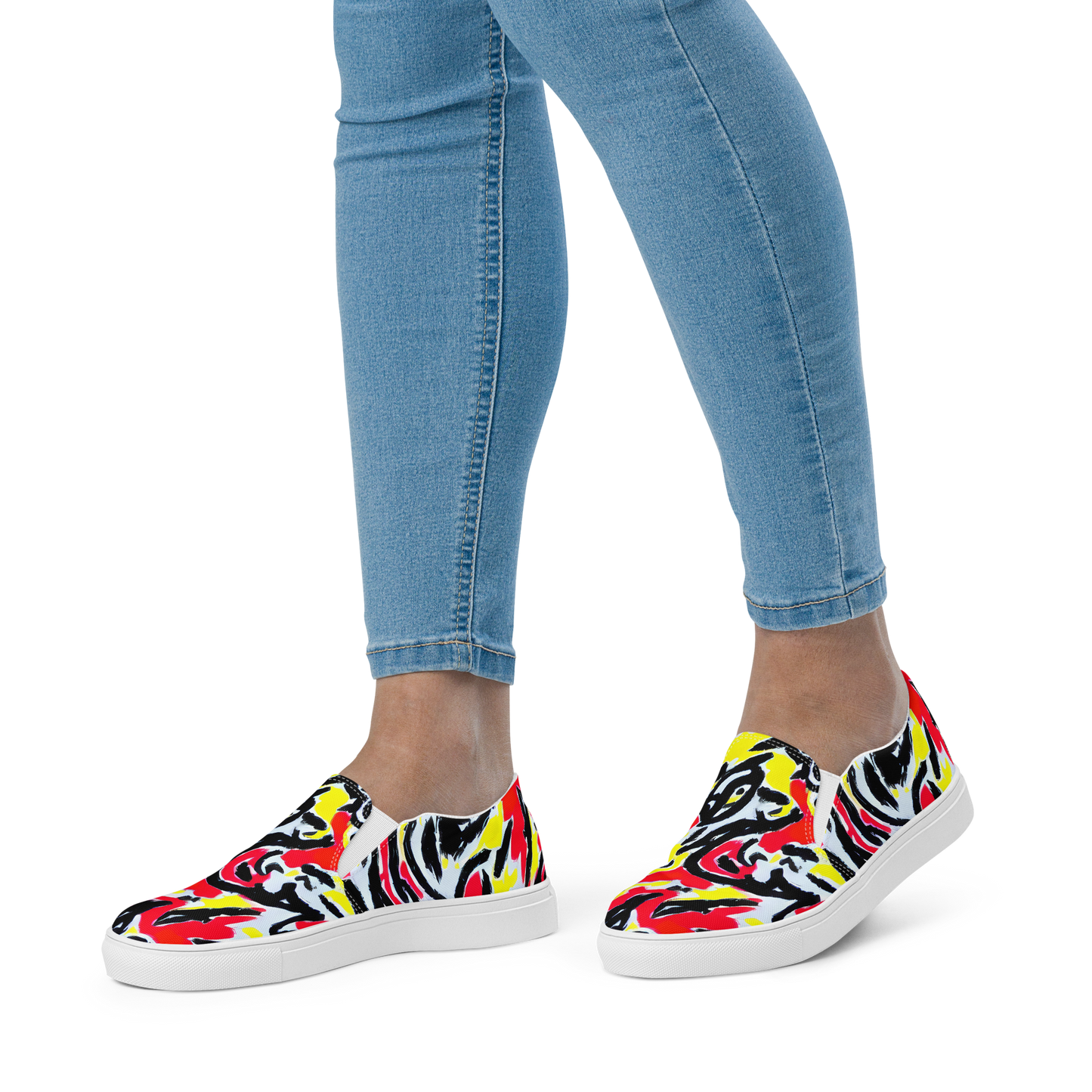 Women's Slip-On Canvas Shoes - Cosmic Brushstrokes