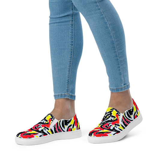 Women's Slip-On Canvas Shoes - Cosmic Brushstrokes