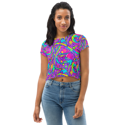 Women's Crop Tee - Neon Galaxy Whirl