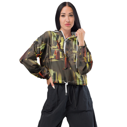 Women's Cropped Windbreaker - Surreal Shadows