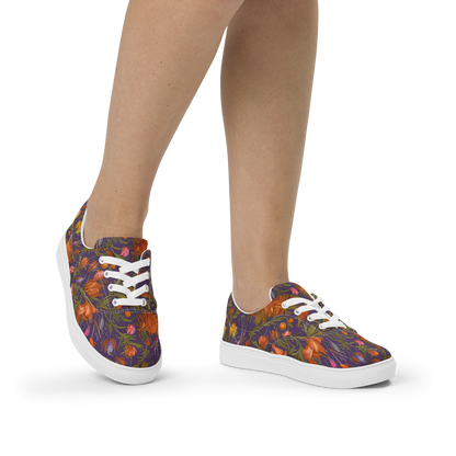 Women's Lace-Up Canvas Shoes - Botanical Nebula