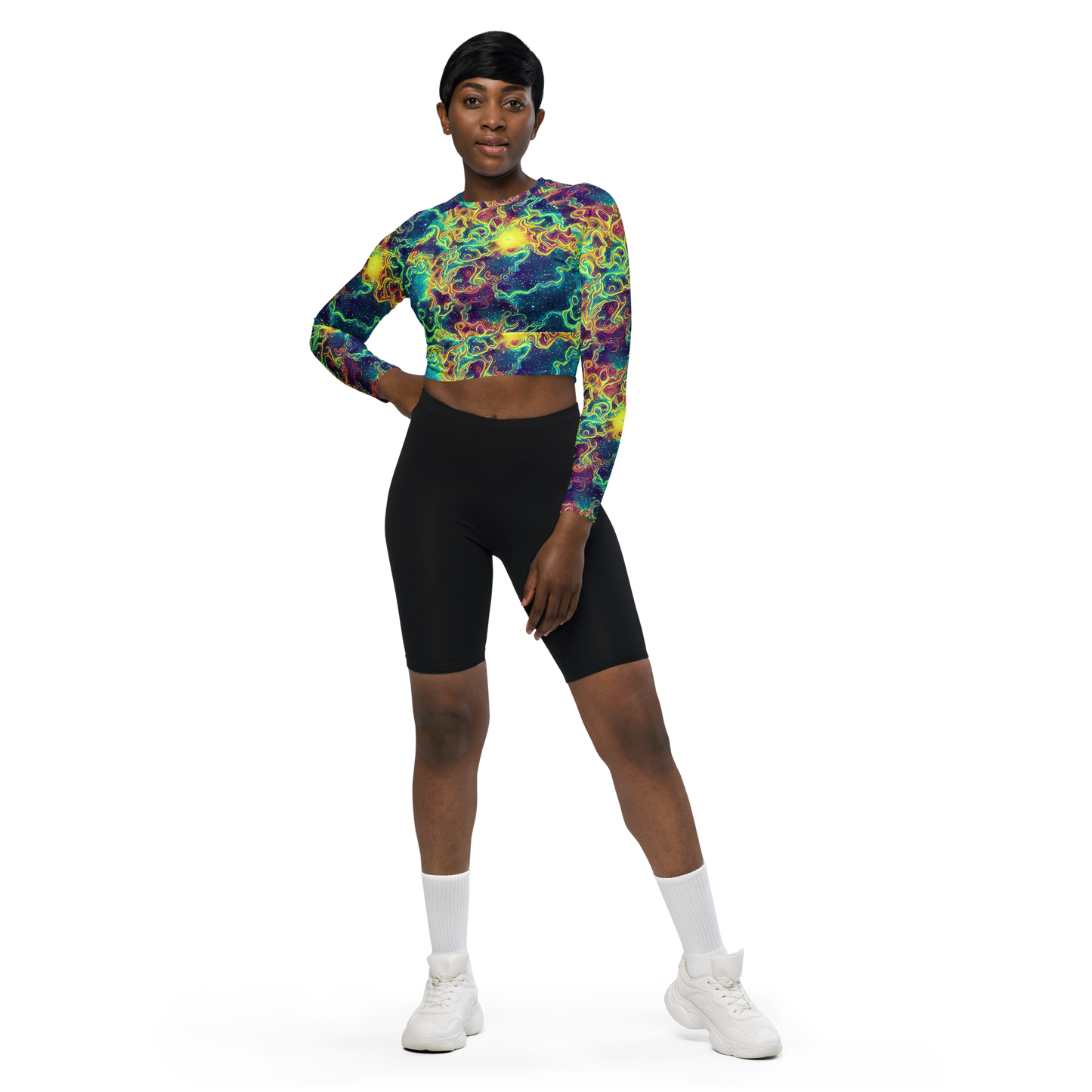 Long Sleeve Crop Top - Echoed Pulses