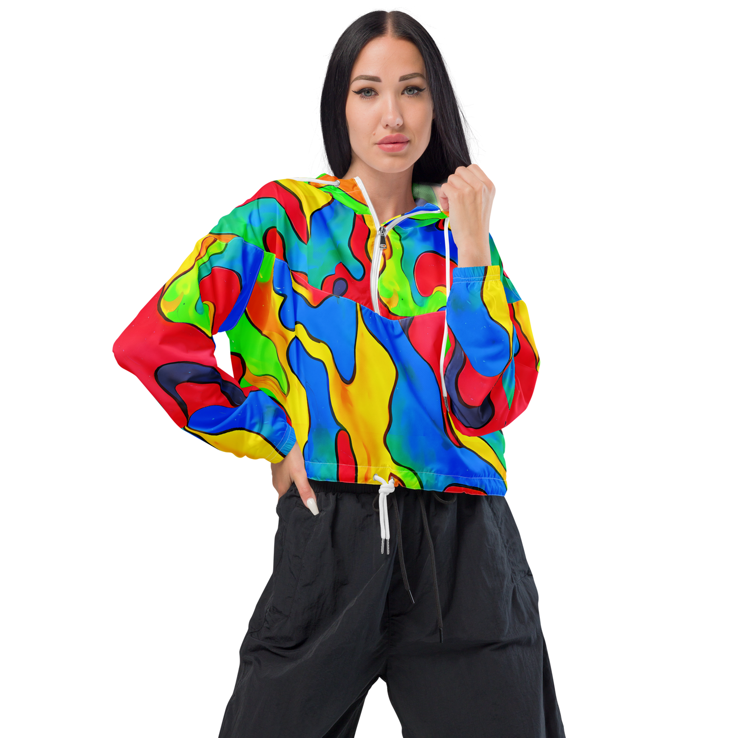 Women's Cropped Windbreaker - Splash of Joy