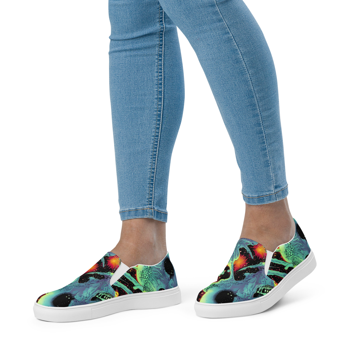 Women's Slip-On Canvas Shoes - Galactic Grotesque