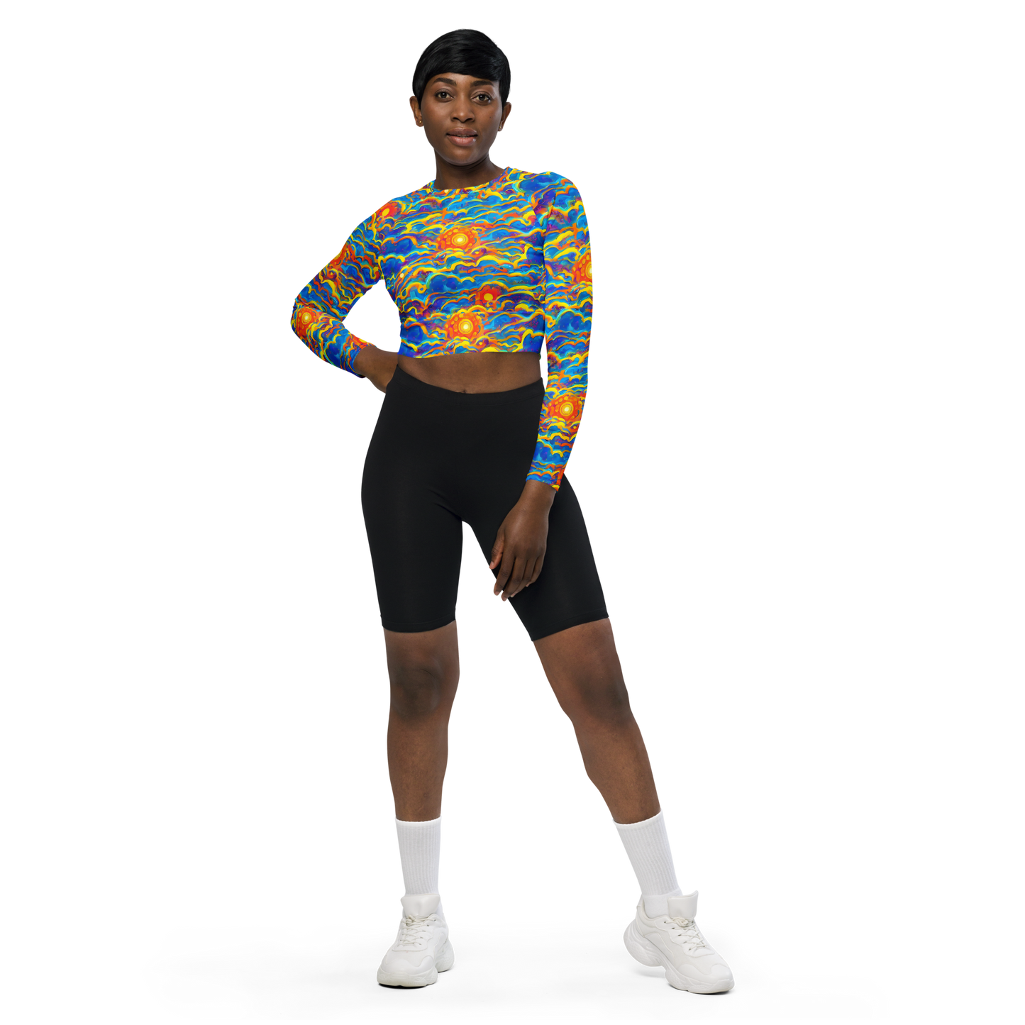 Long Sleeve Crop Top - Chroma Ripple