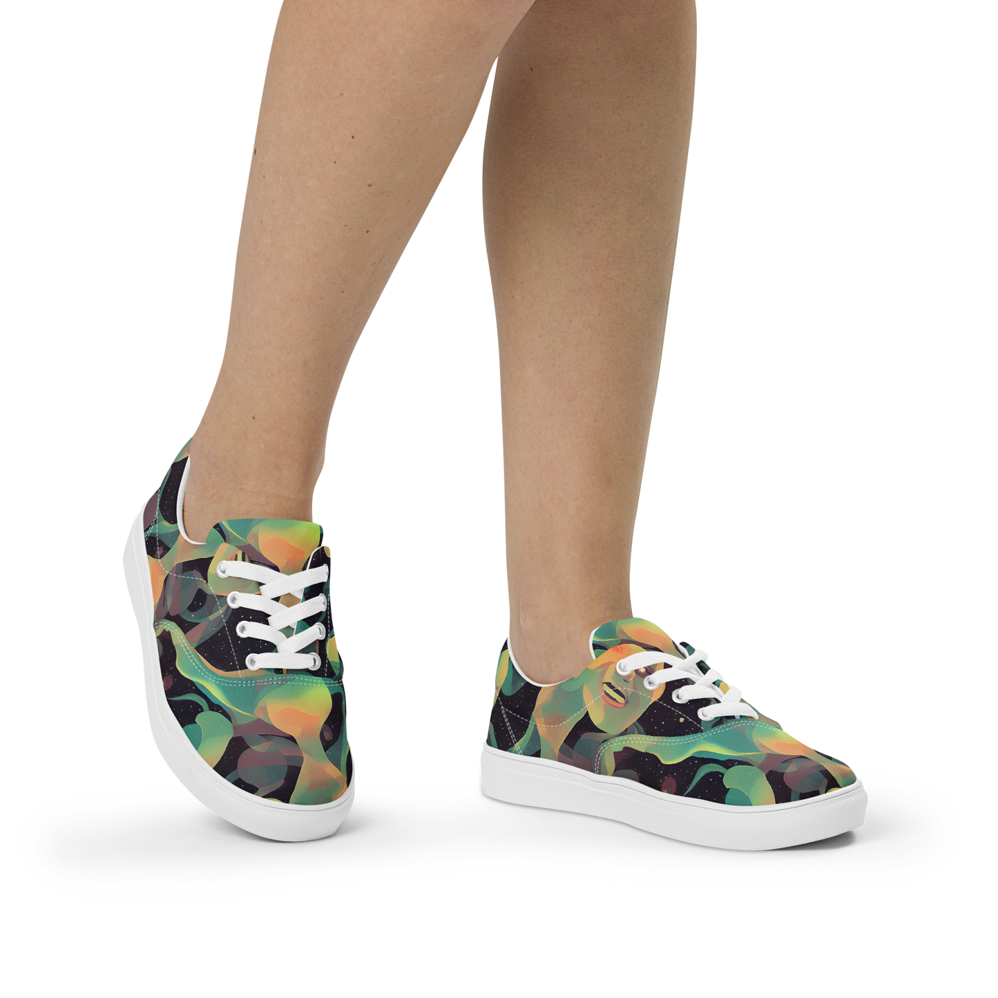 Women's Lace-Up Canvas Shoes - Astral Rhythms