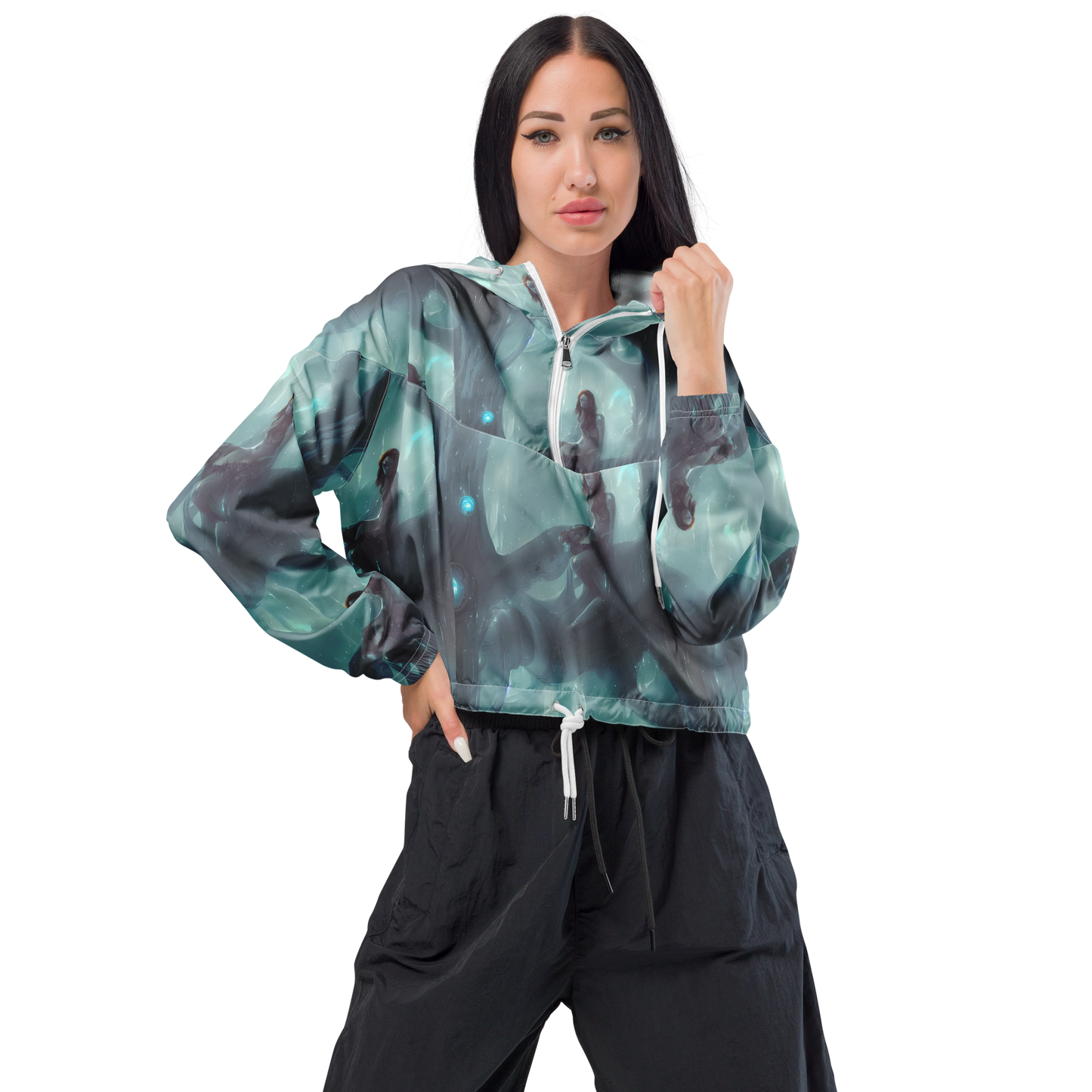 Women's Cropped Windbreaker - Liquid Serenity