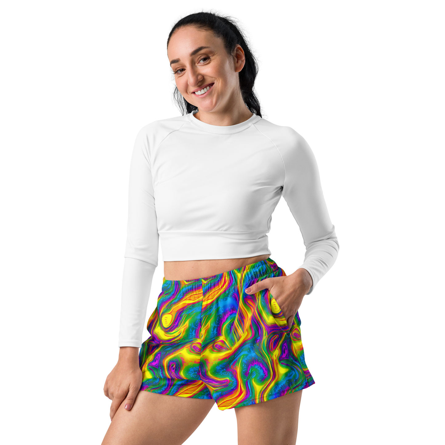 Women’s Athletic Shorts - Electric Aurora