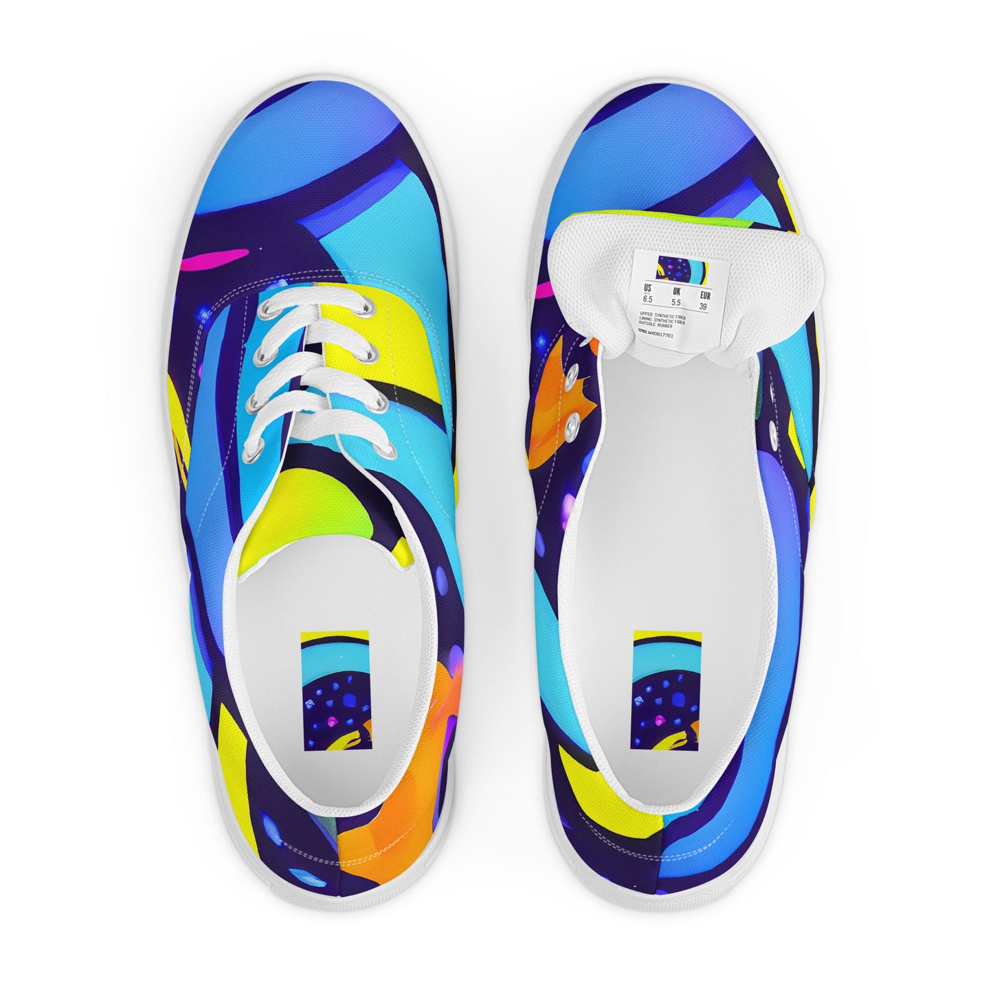 Men's Lace-Up Canvas Shoes - Neon Graffscape