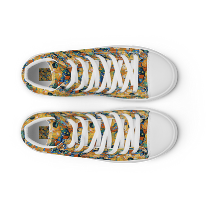 Men's High Top Canvas Shoes - Whimsical Feline Dance