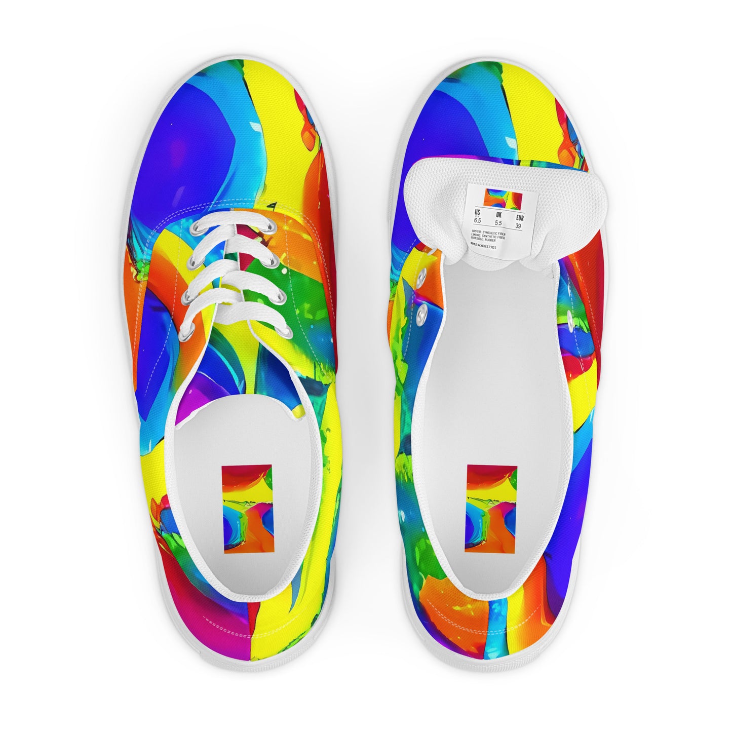 Women's Lace-Up Canvas Shoes - Psychedelic Splash