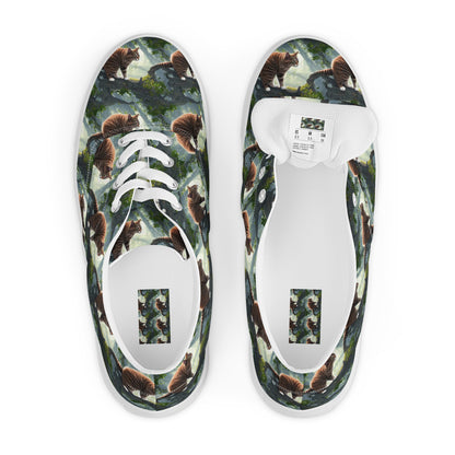 Men's Lace-Up Canvas Shoes - Whiskered Enigma