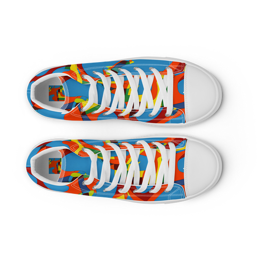 Men's High Top Canvas Shoes - Fire Ocean Fusion