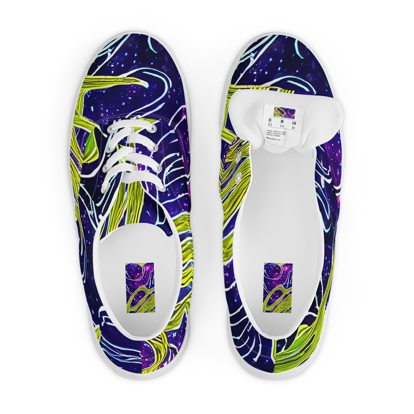 Women's Lace-Up Canvas Shoes - Celestial Scribbles