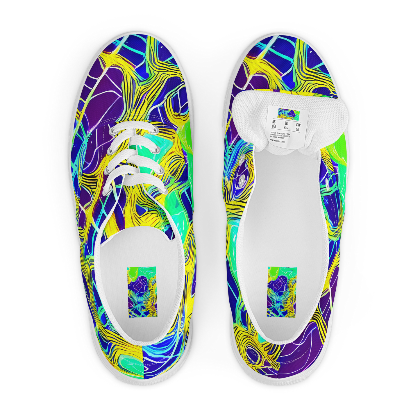 Men's Lace-Up Canvas Shoes - Neon Jungle Rhapsody