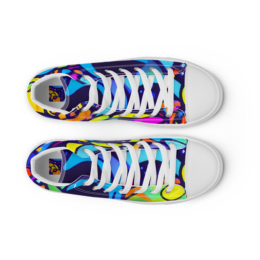 Men's High Top Canvas Shoes - Neon Graffscape