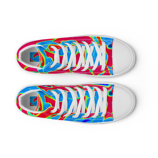 Men's High Top Canvas Shoes - Electric Bloom