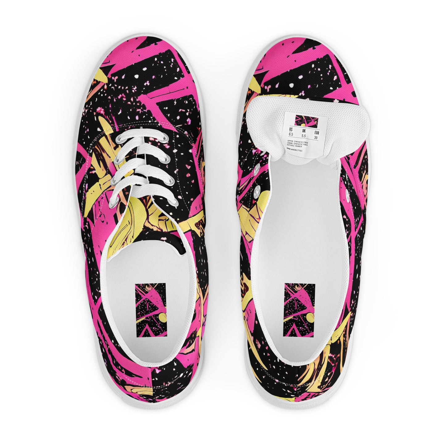 Men's Lace-Up Canvas Shoes - Galaxy Graffiti