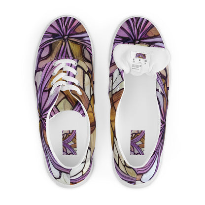 Men's Lace-Up Canvas Shoes - Stained Glass Whirl