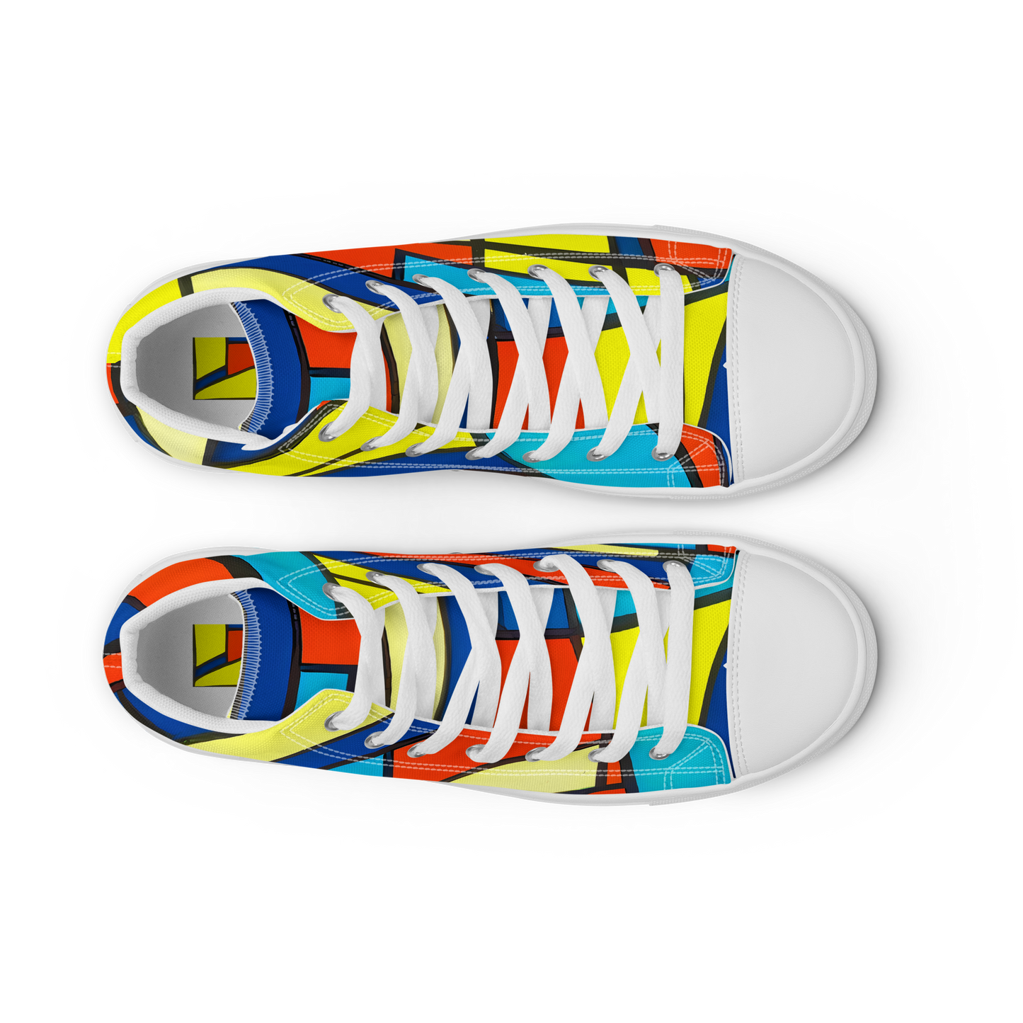 Men's High Top Canvas Shoes - Neon Fractals