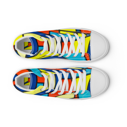 Men's High Top Canvas Shoes - Neon Fractals