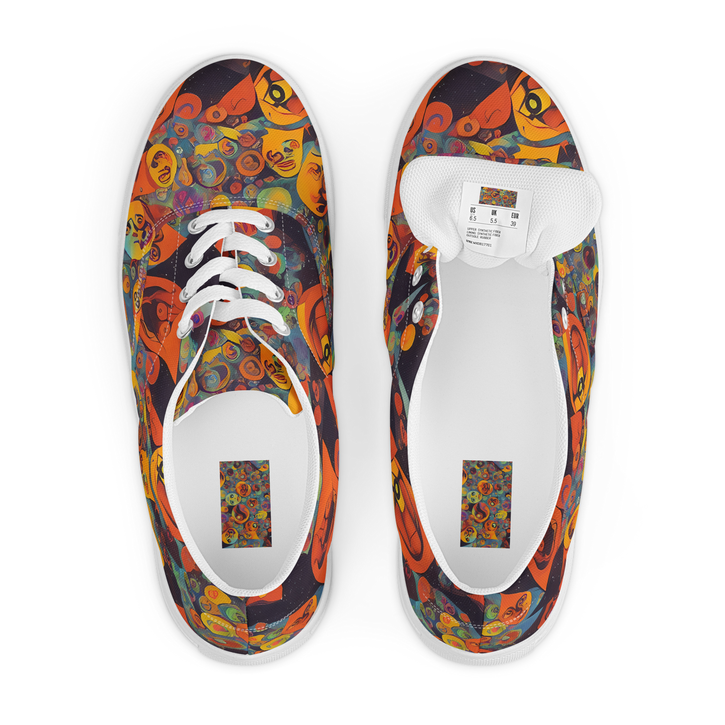 Men's Lace-Up Canvas Shoes - Galactic Faces