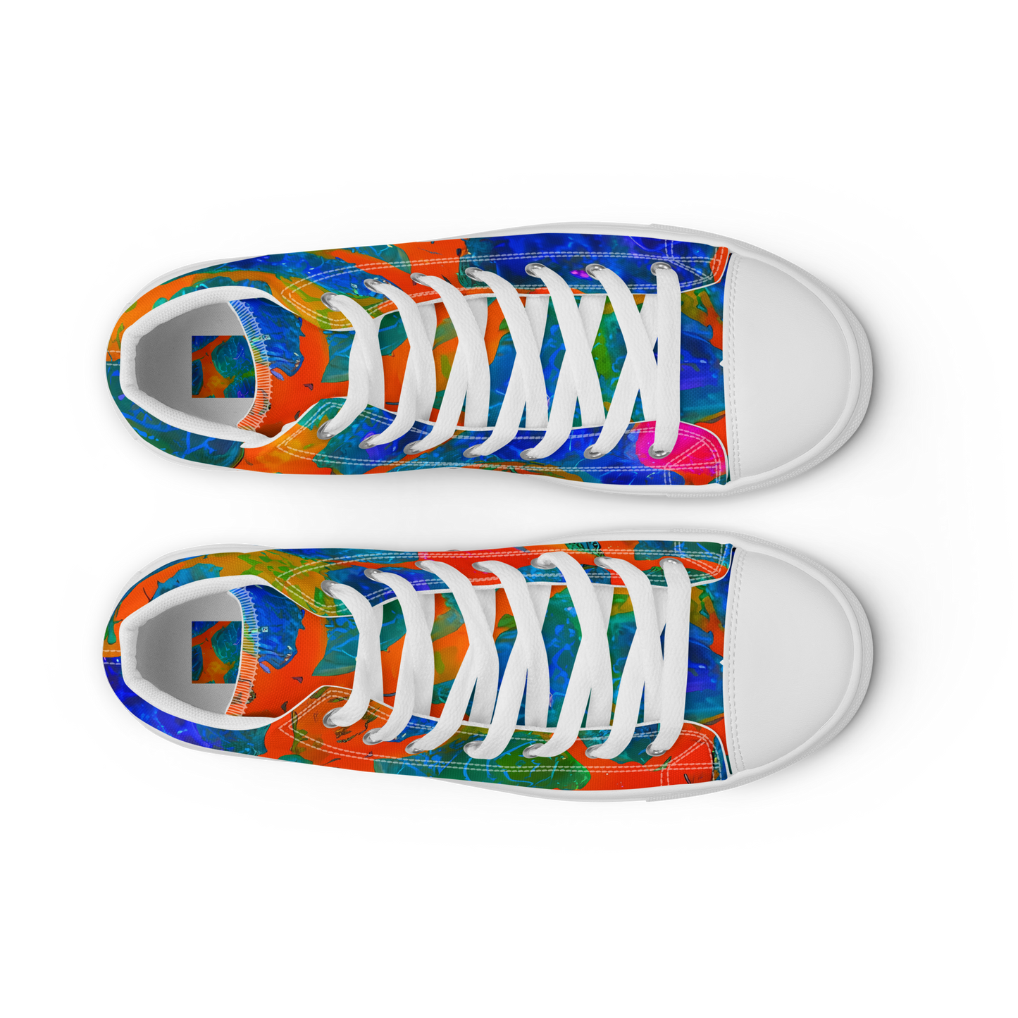 Men's High Top Canvas Shoes - Vibrant Mosaic