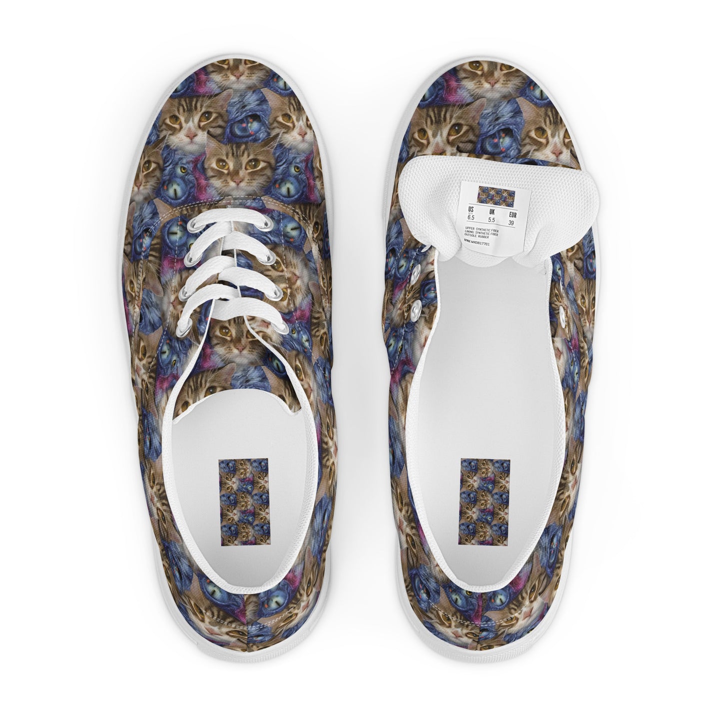 Women's Lace-Up Canvas Shoes - Feline Fantasy