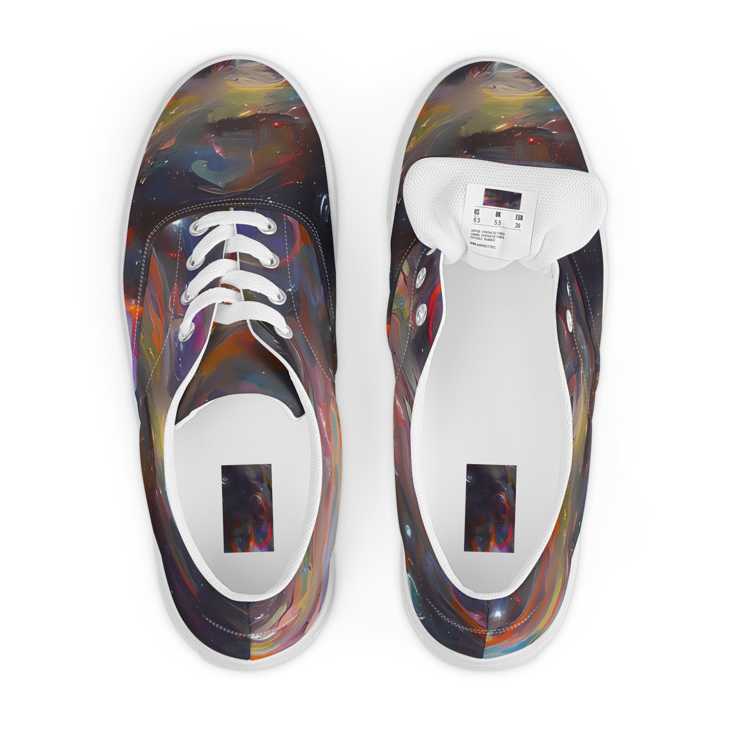 Women's Lace-Up Canvas Shoes - Chromatic Flux