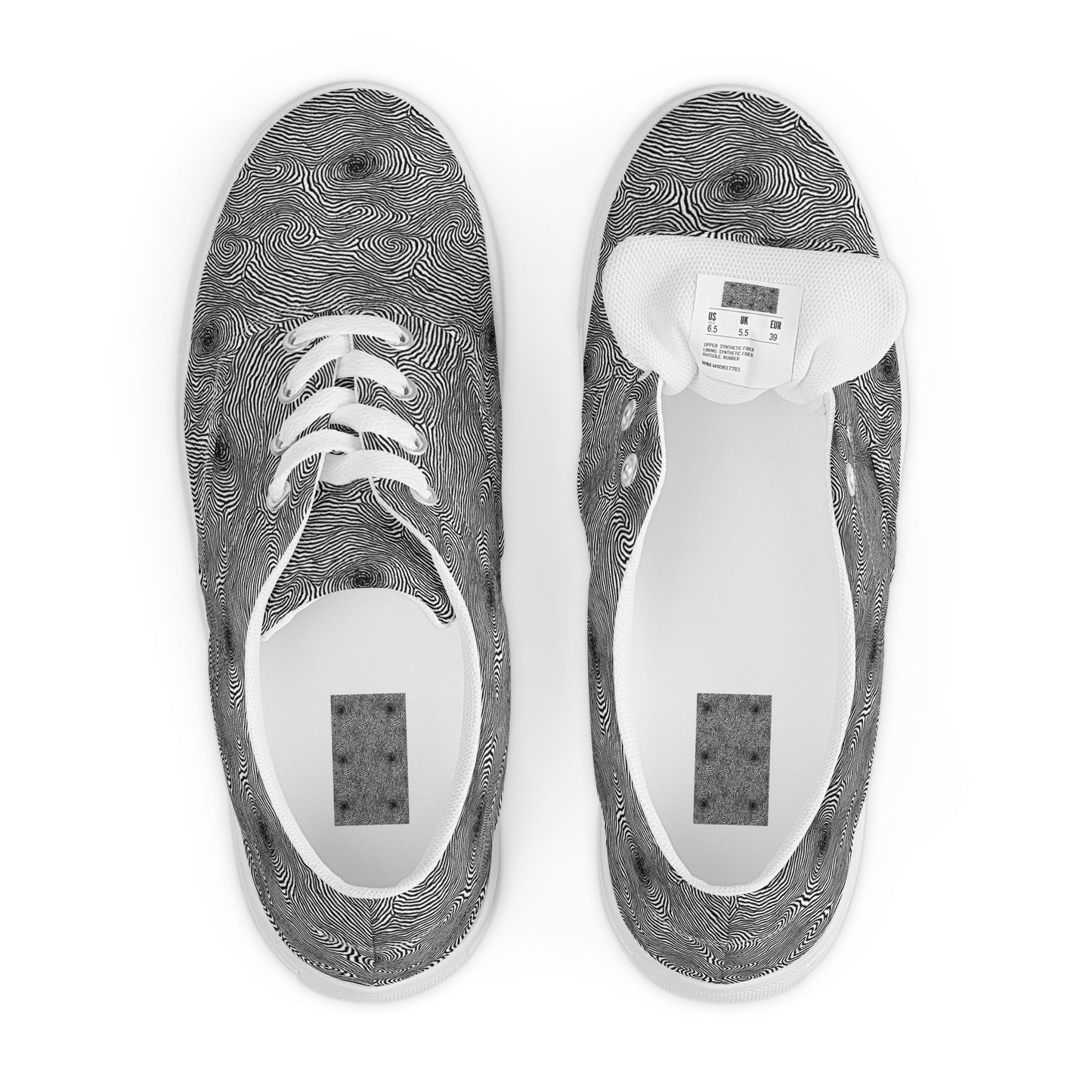 Men's Lace-Up Canvas Shoes - Black And White Rhapsody