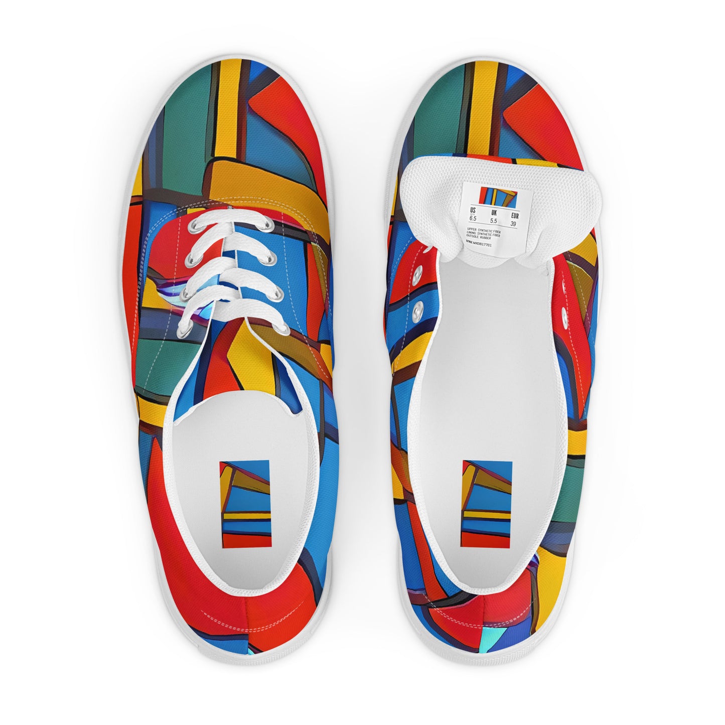 Women's Lace-Up Canvas Shoes - Mondrian Maze