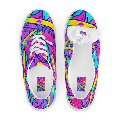 Men's Lace-Up Canvas Shoes - Neon Galaxy Whirl