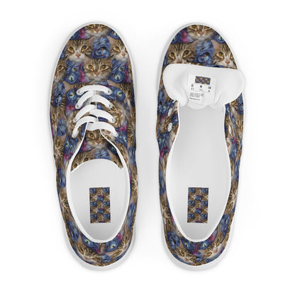 Men's Lace-Up Canvas Shoes - Feline Fantasy