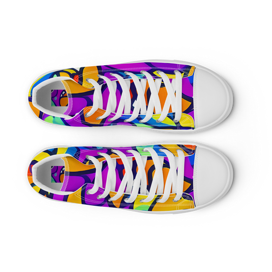 Men's High Top Canvas Shoes - Kaleido Fish