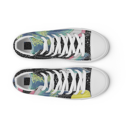 Men's High Top Canvas Shoes - Lunar Waves