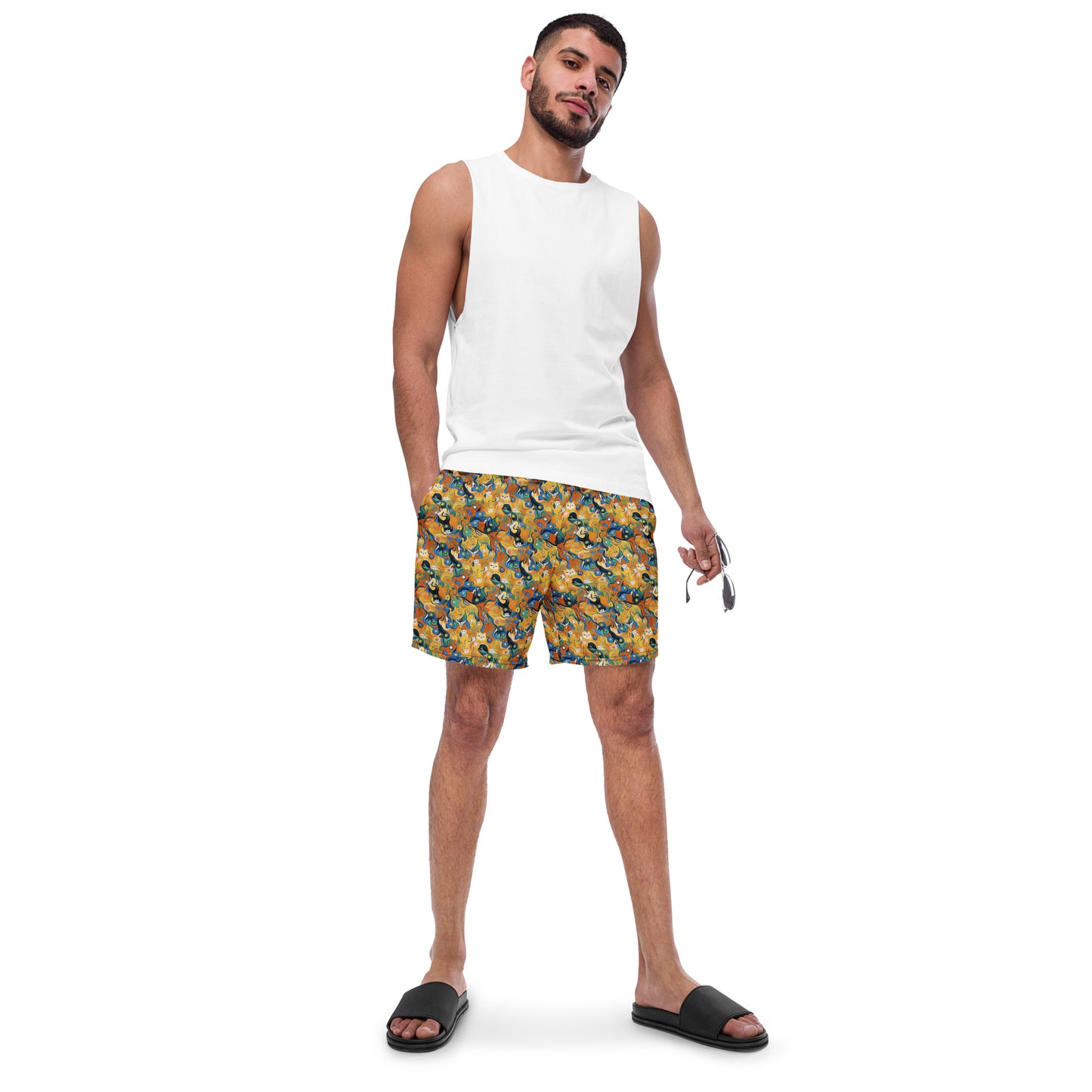 Swim Trunks - Whimsical Feline Dance