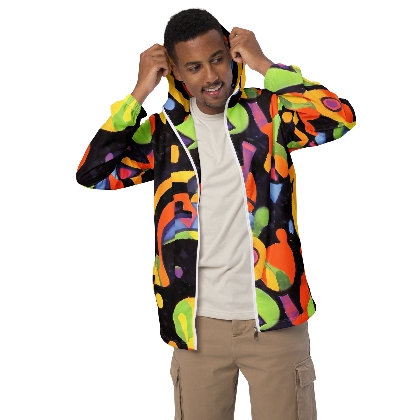 Men's Windbreaker - Neon Symphony