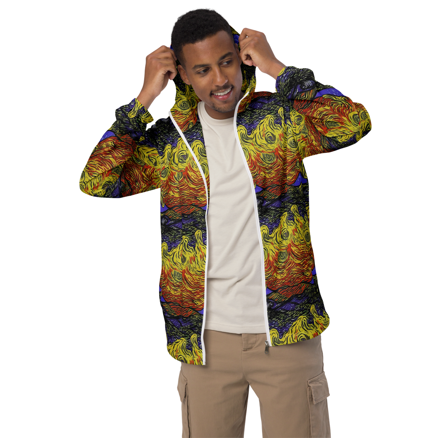 Men's Windbreaker - Dancing Solar Flare