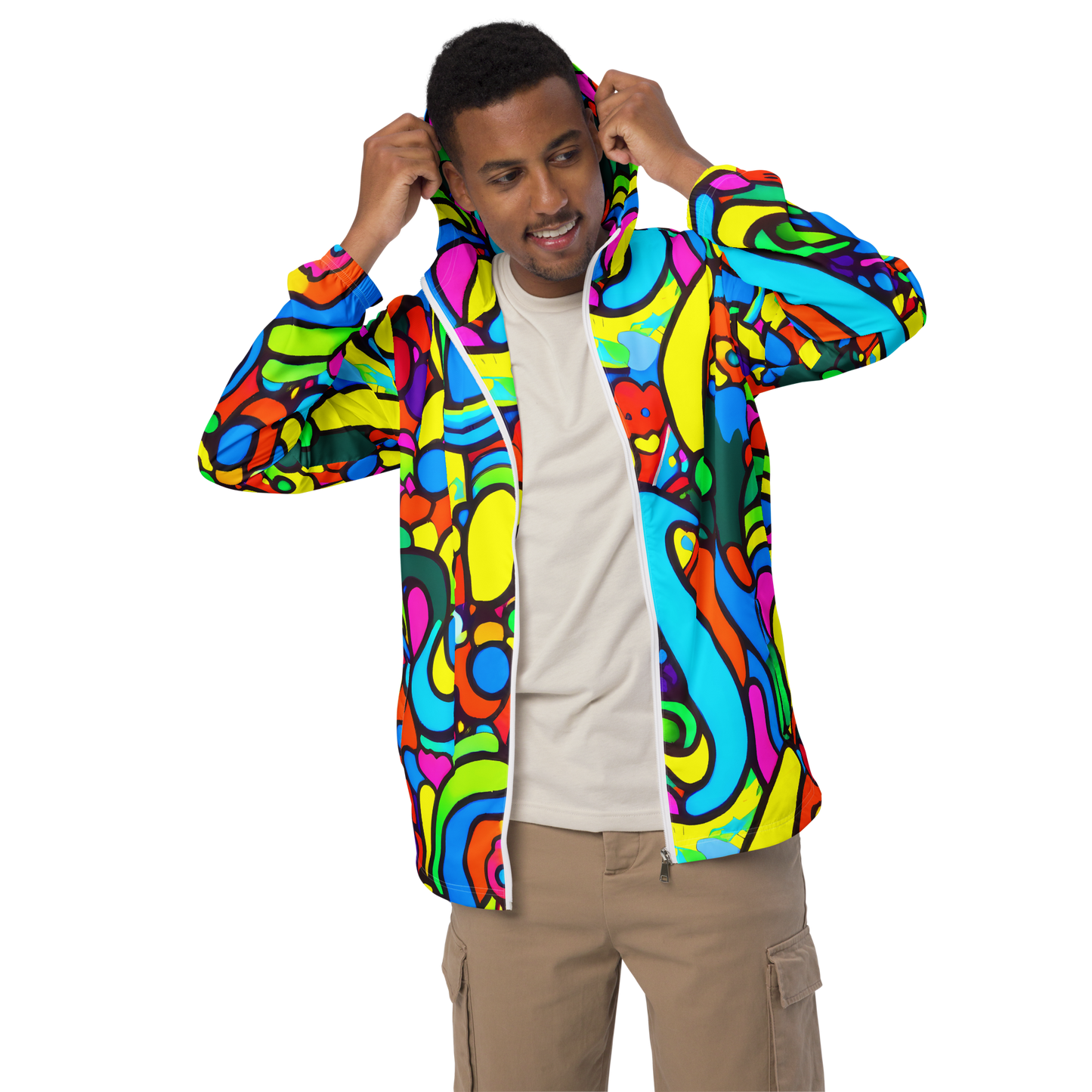 Men's Windbreaker - Chromadoodle Junction
