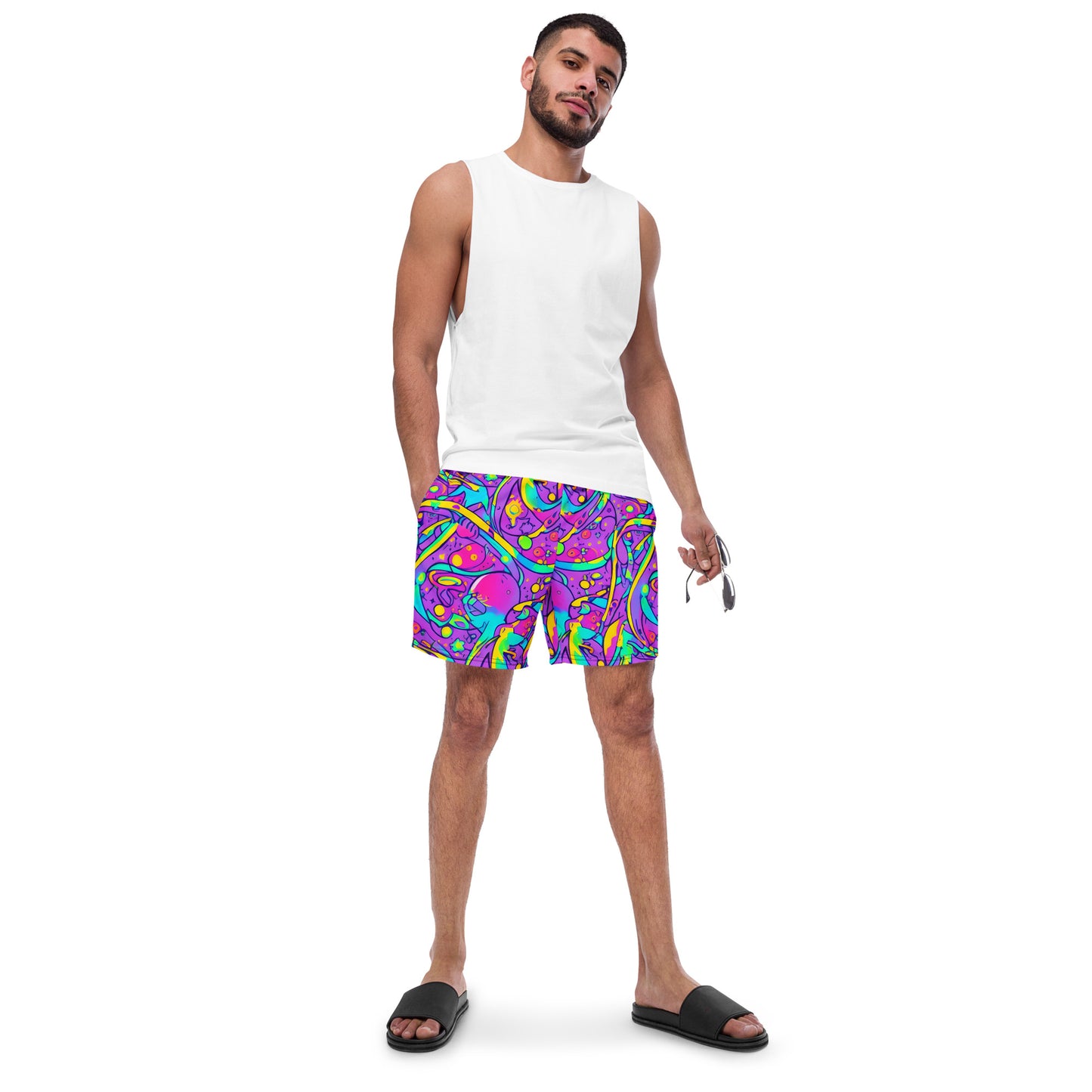 Swim Trunks - Neon Galaxy Whirl