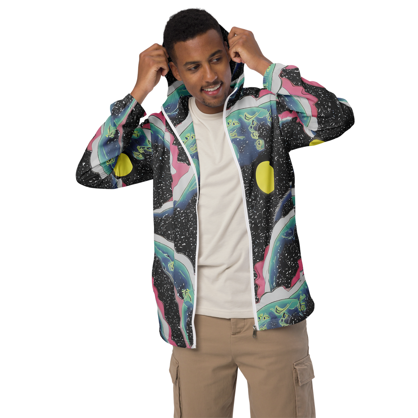 Men's Windbreaker - Lunar Waves