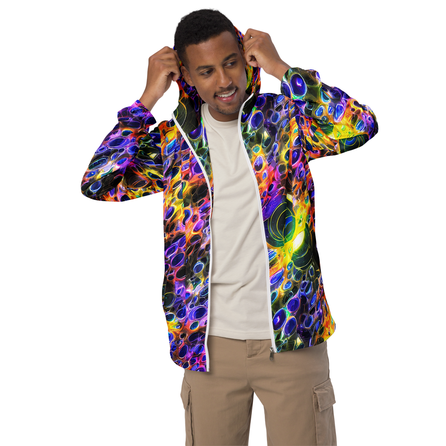 Men's Windbreaker - Neon Orbits