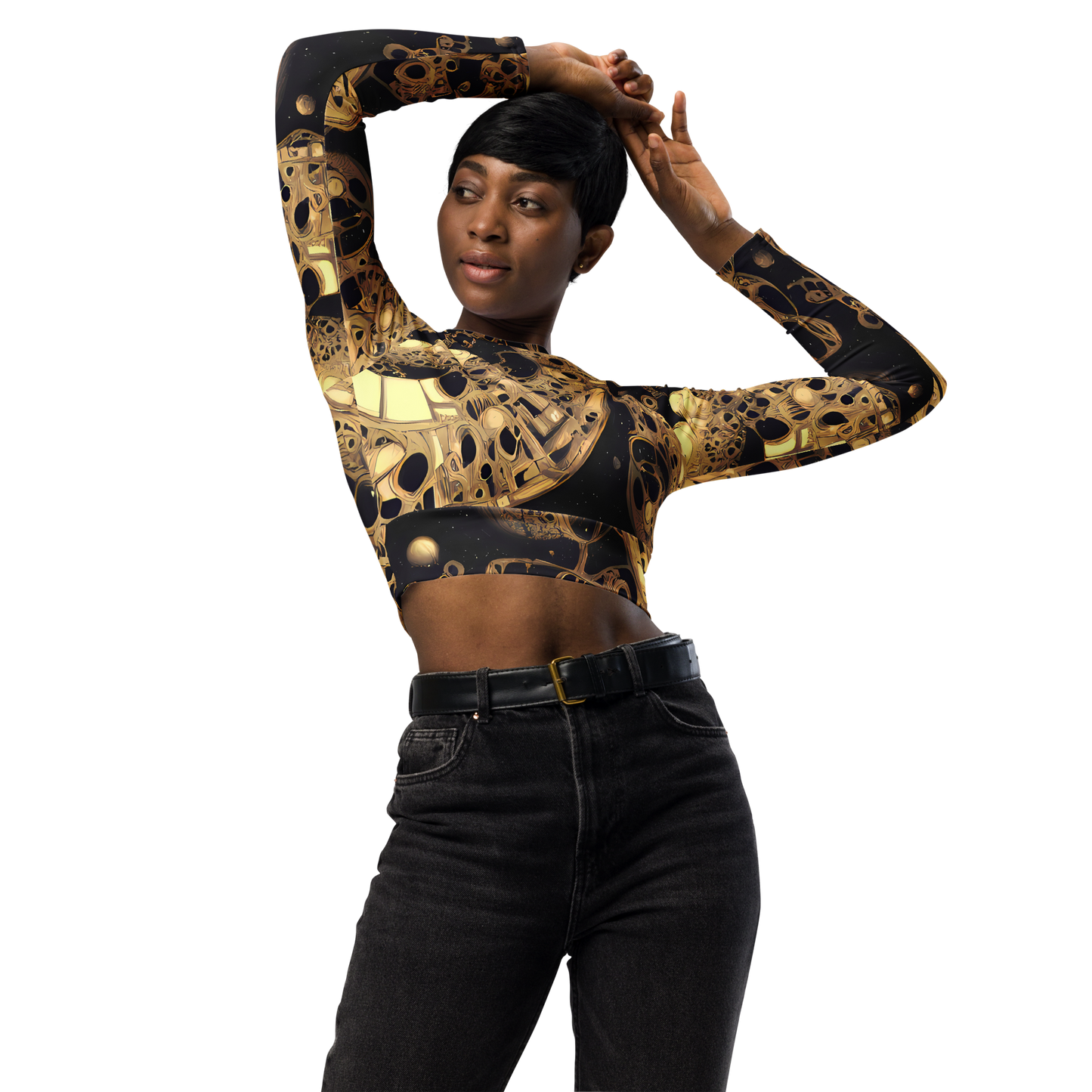 Long Sleeve Crop Top - Baroque Orbit