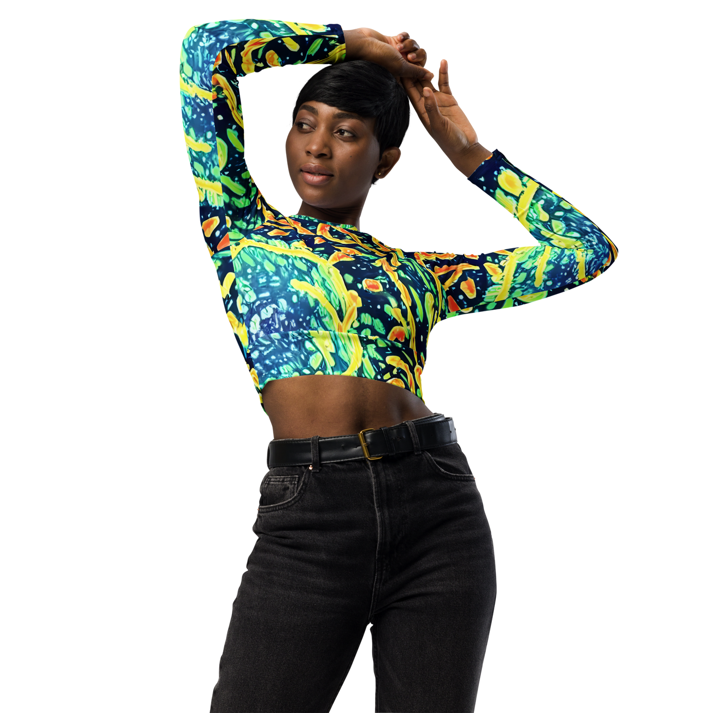 Long Sleeve Crop Top - Vortex Glow