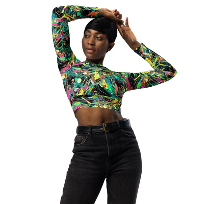 Long Sleeve Crop Top - Cyborg Whirl